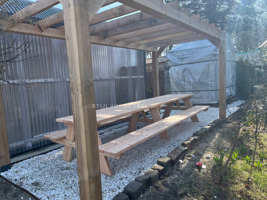 Douglas Classic Picknicktafel 4 meter - StijlvolMeubel.nl