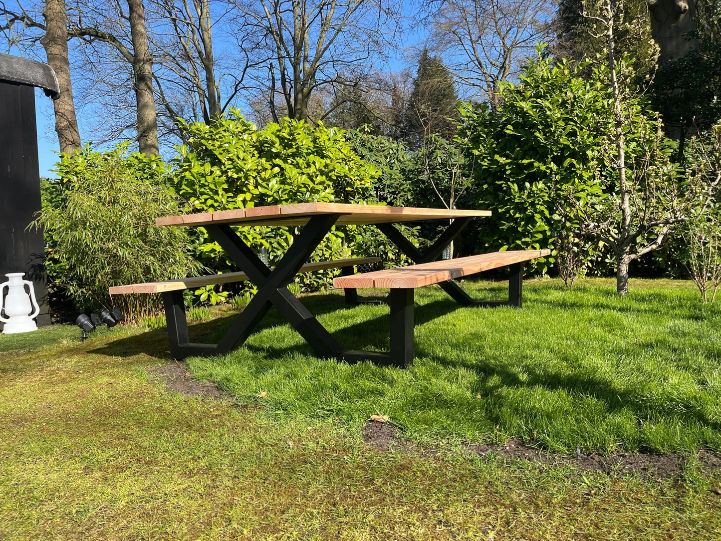 Picknicktafel staal & douglas - StijlvolMeubel.nl